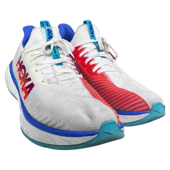 Hoka Carbon‎ X 3 men's Running Shoes White Red Blue Size 9B Athletic Sneakers - Picture 2 of 4